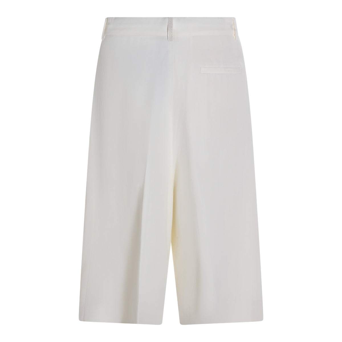 Tailored White Shorts With Front Pleats