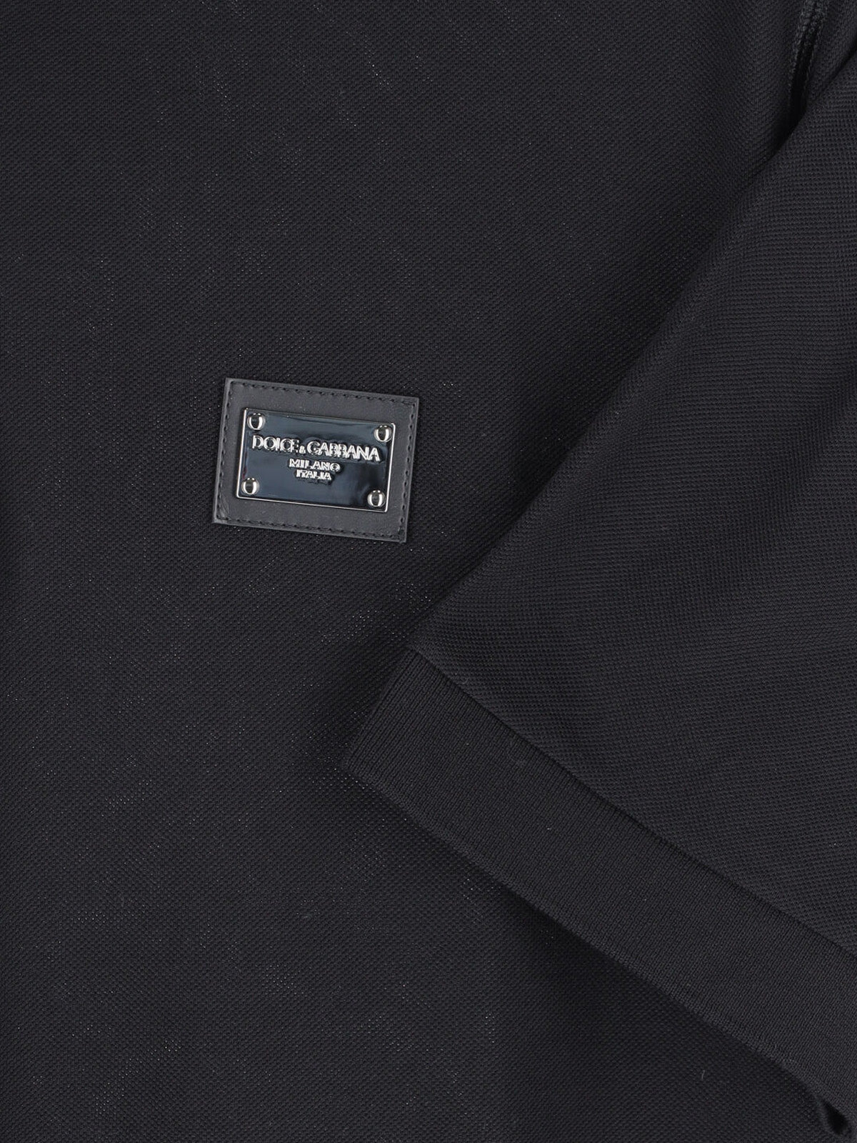 Black Cotton Piqué Logo Polo Shirt