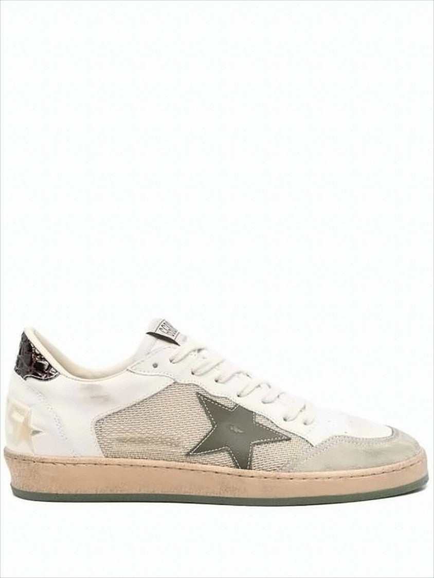 Low-Top Sneakers with Beige Suede Overlays
