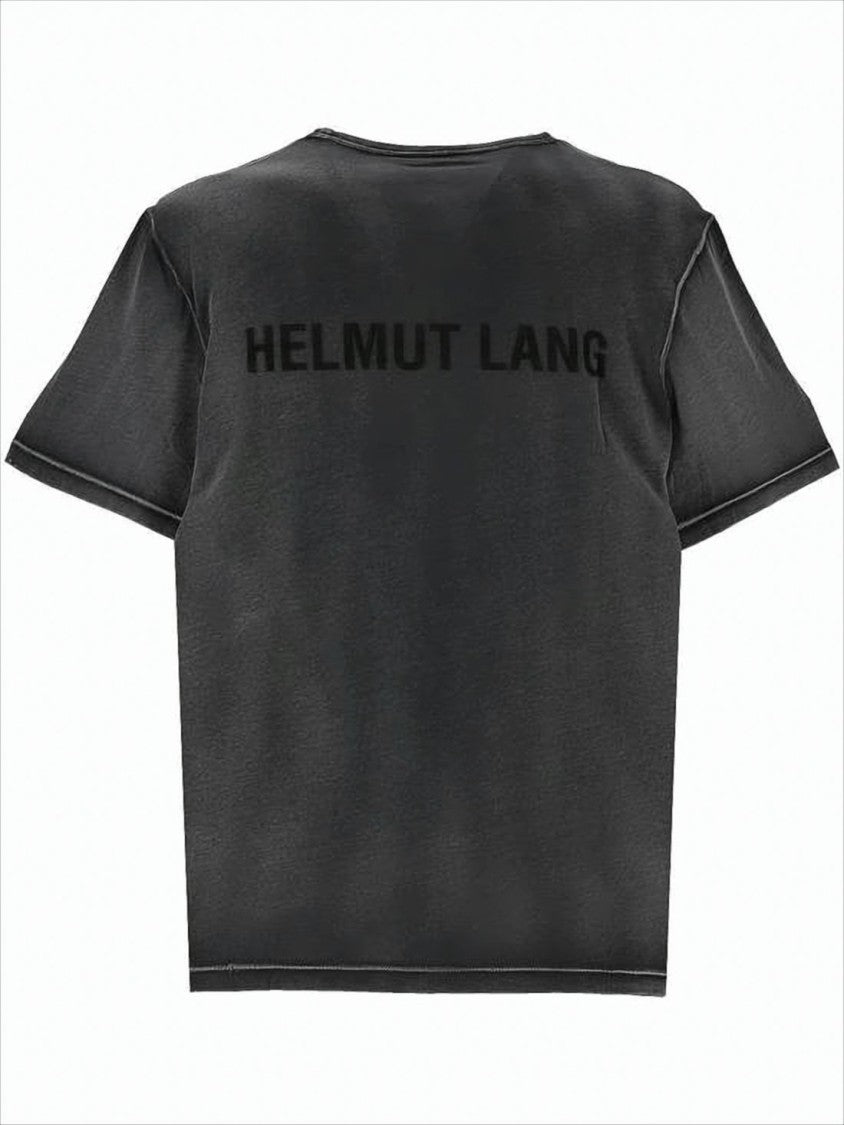 Washed Black Short-Sleeve T-Shirt with Reversed Print