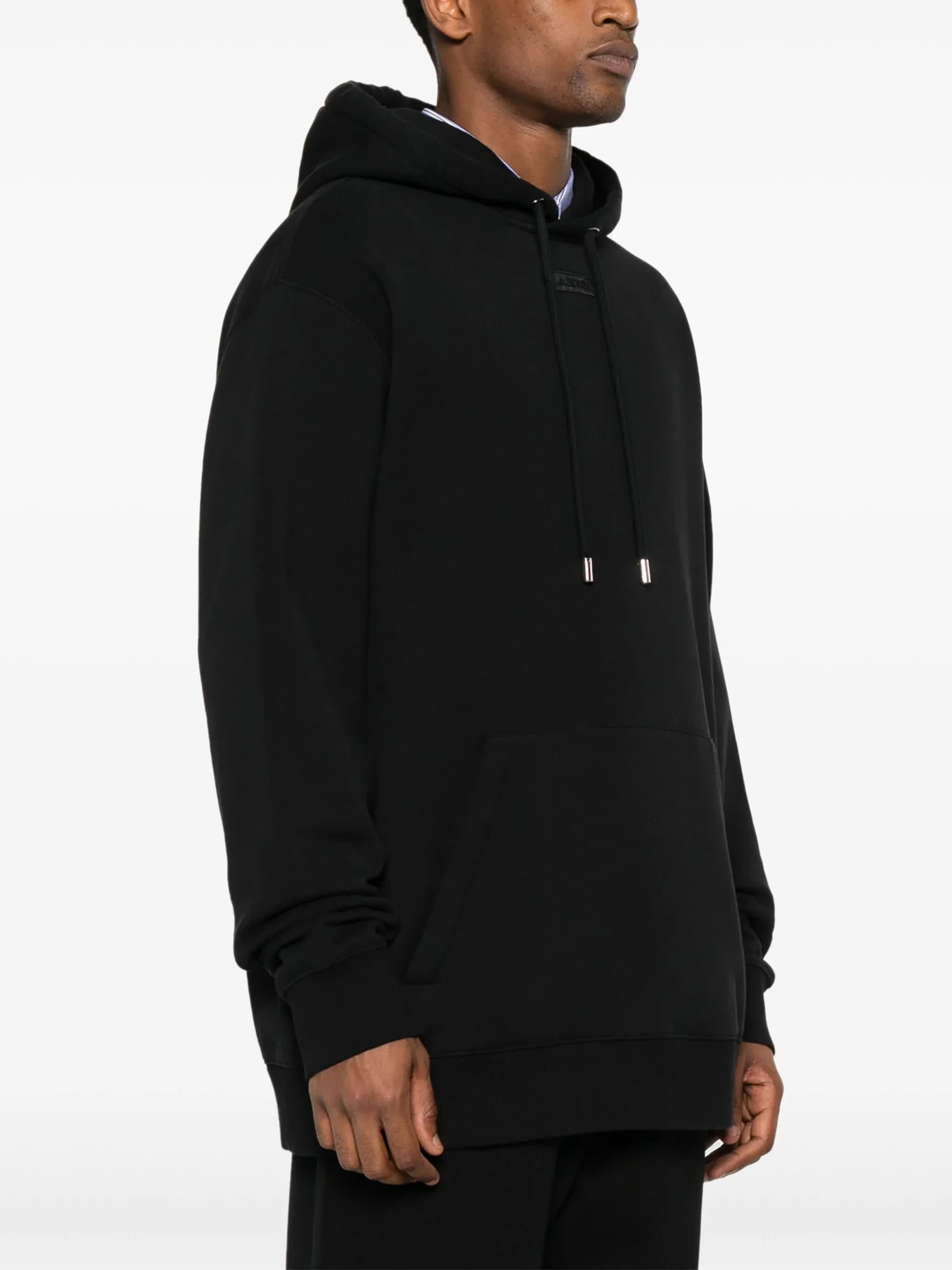 Black Patch Relaxed Fit Cotton Hoodie