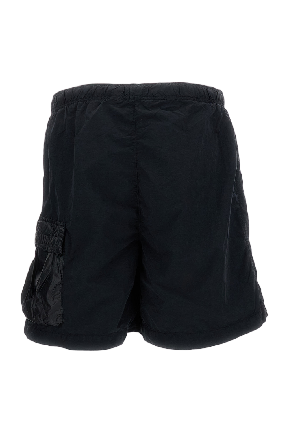 Crinkled Nylon Swim Shorts with Cargo Pockets and Iconic Lens Detail