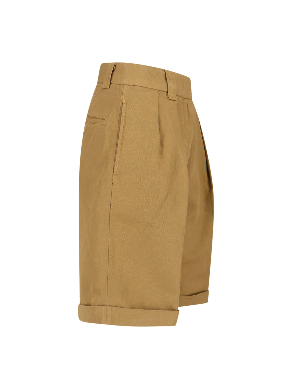 Beige Cotton Linen Shorts