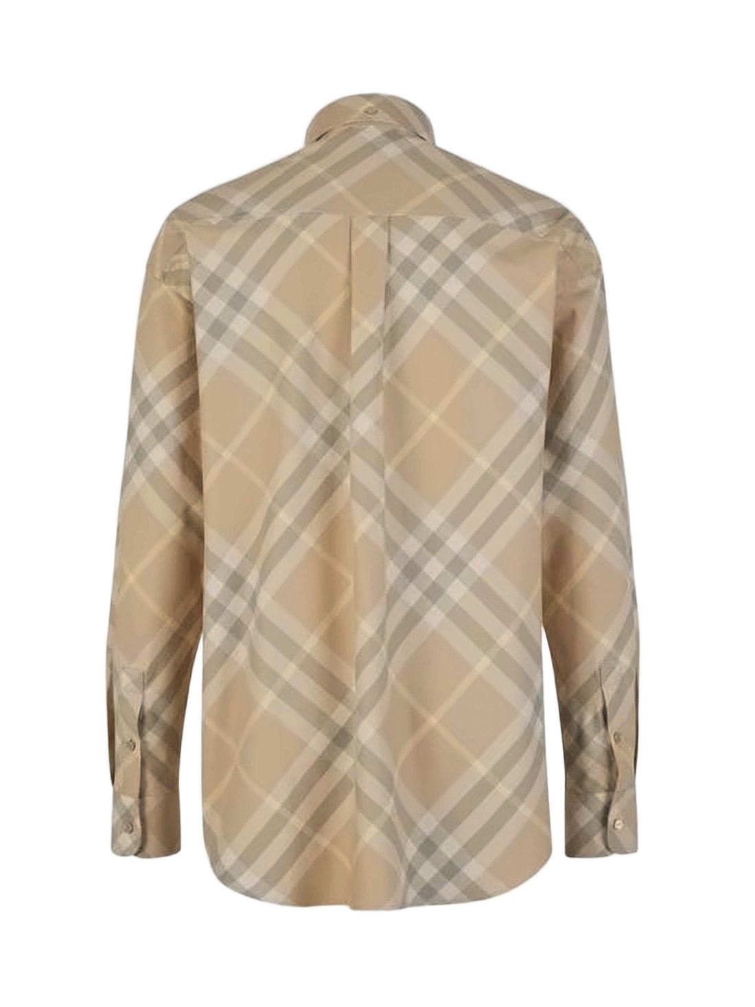 Beige Check Pattern Long-Sleeve Shirt