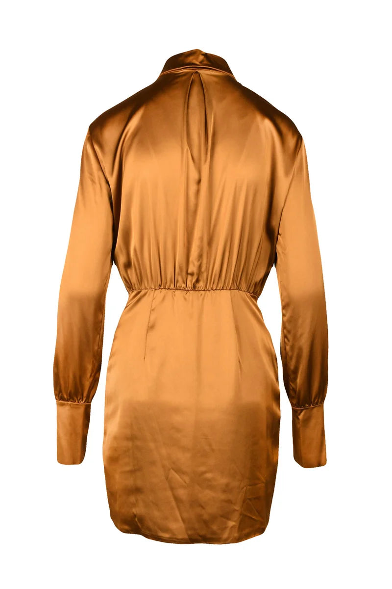 Acetate Stretch Dress - Bronze