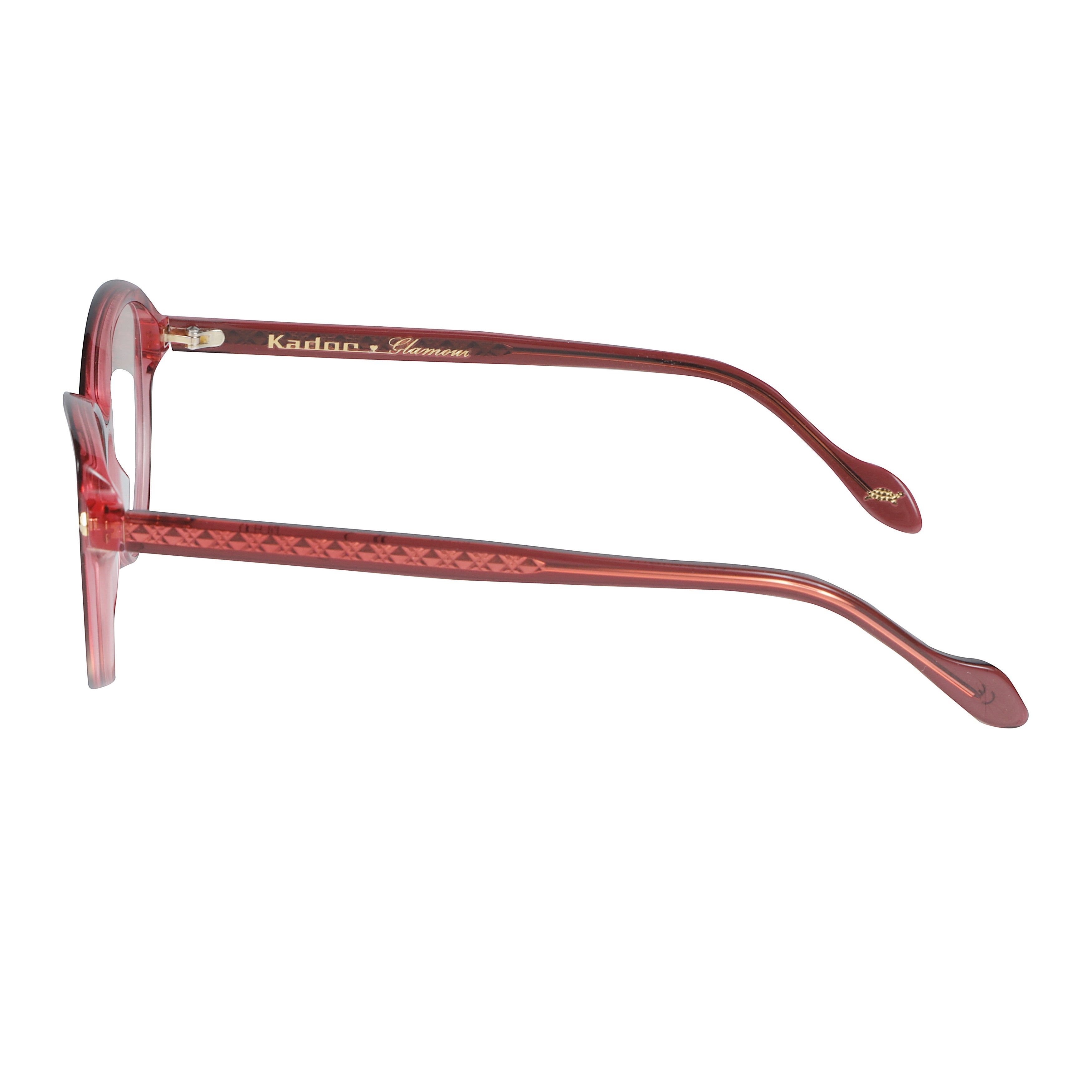 Melany Glamour-V Translucent Reddish Cat-Eye Sunglasses with Gold Accents