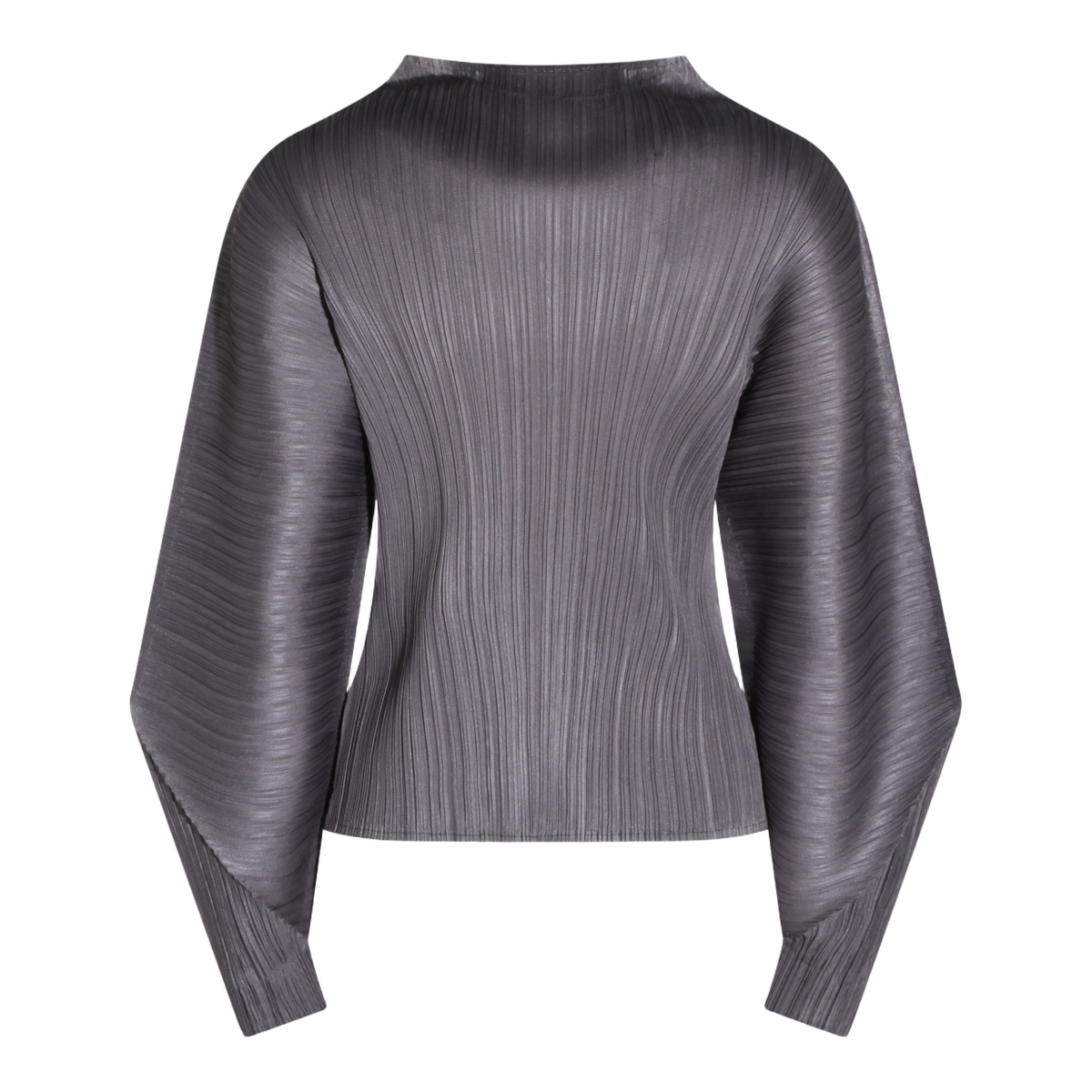 Pleated Long-Sleeved Top with High Neck