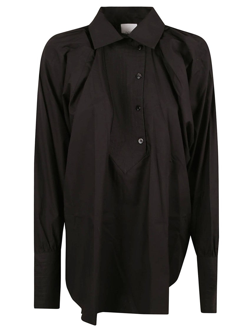 Black Relaxed Fit Shirt With Classic Collar