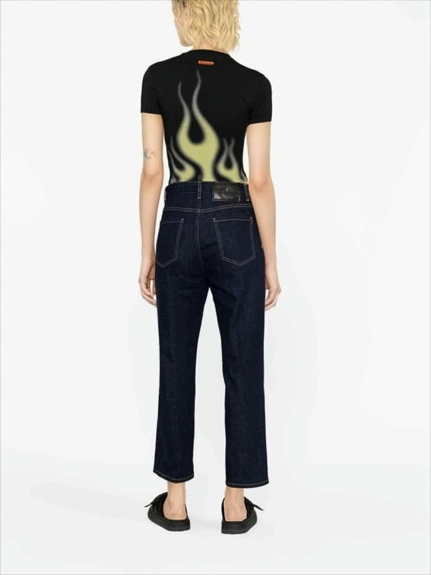 Straight-Leg Denim Pants with Contrast Stitching