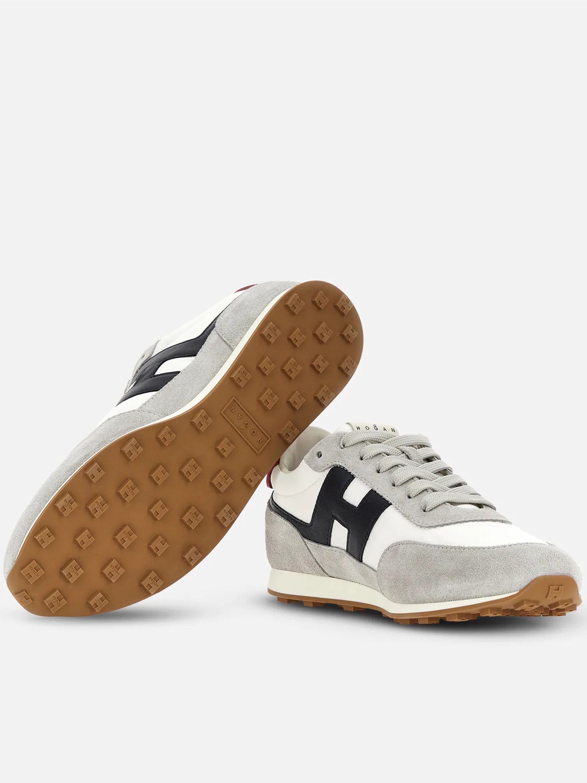 Grey Low-Top Suede White Panel Sneakers