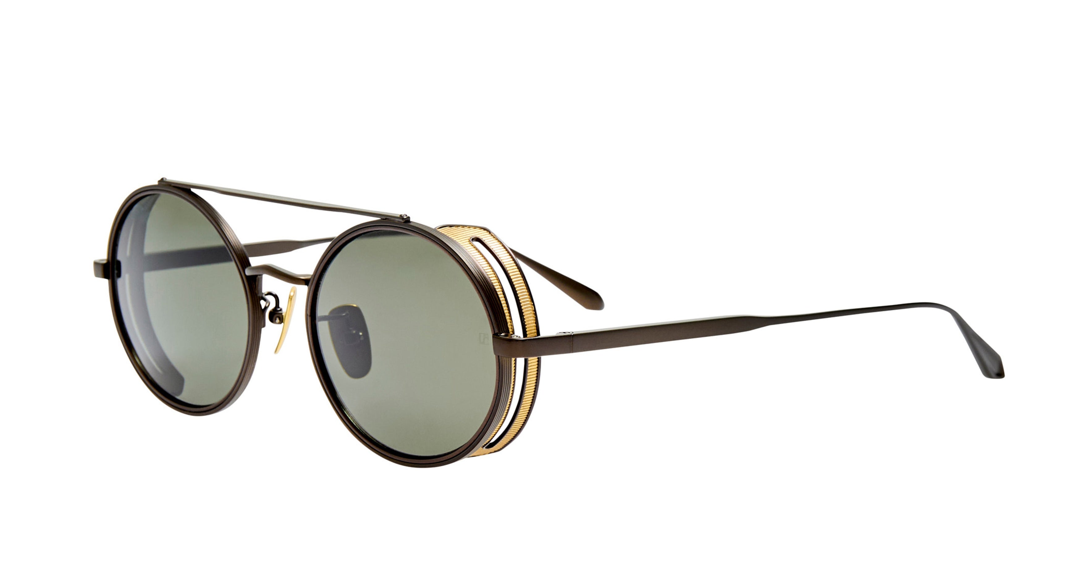 Lfl Large Round Titanium Sunglasses with Double Bridge Design