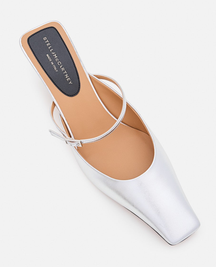 Metallic Finish Faux Leather Mules
