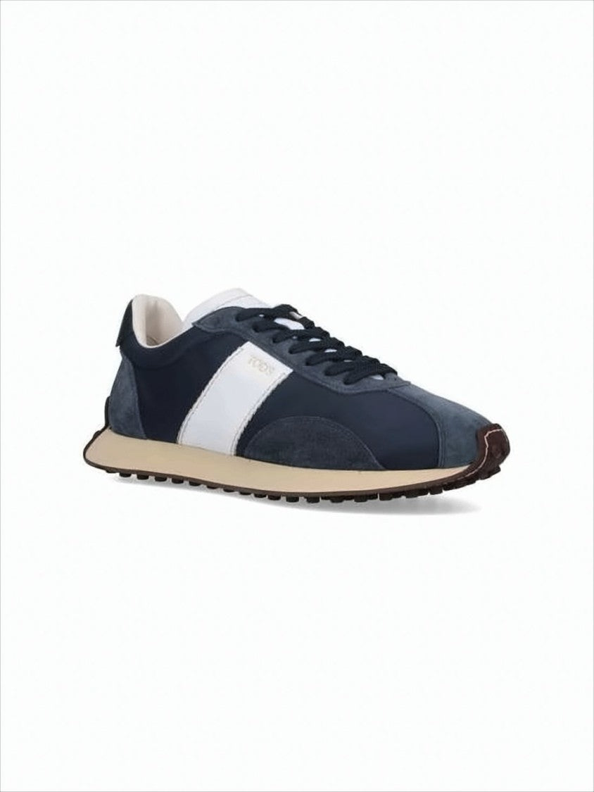 Suede and Fabric Sneakers with Contrasting Panels
