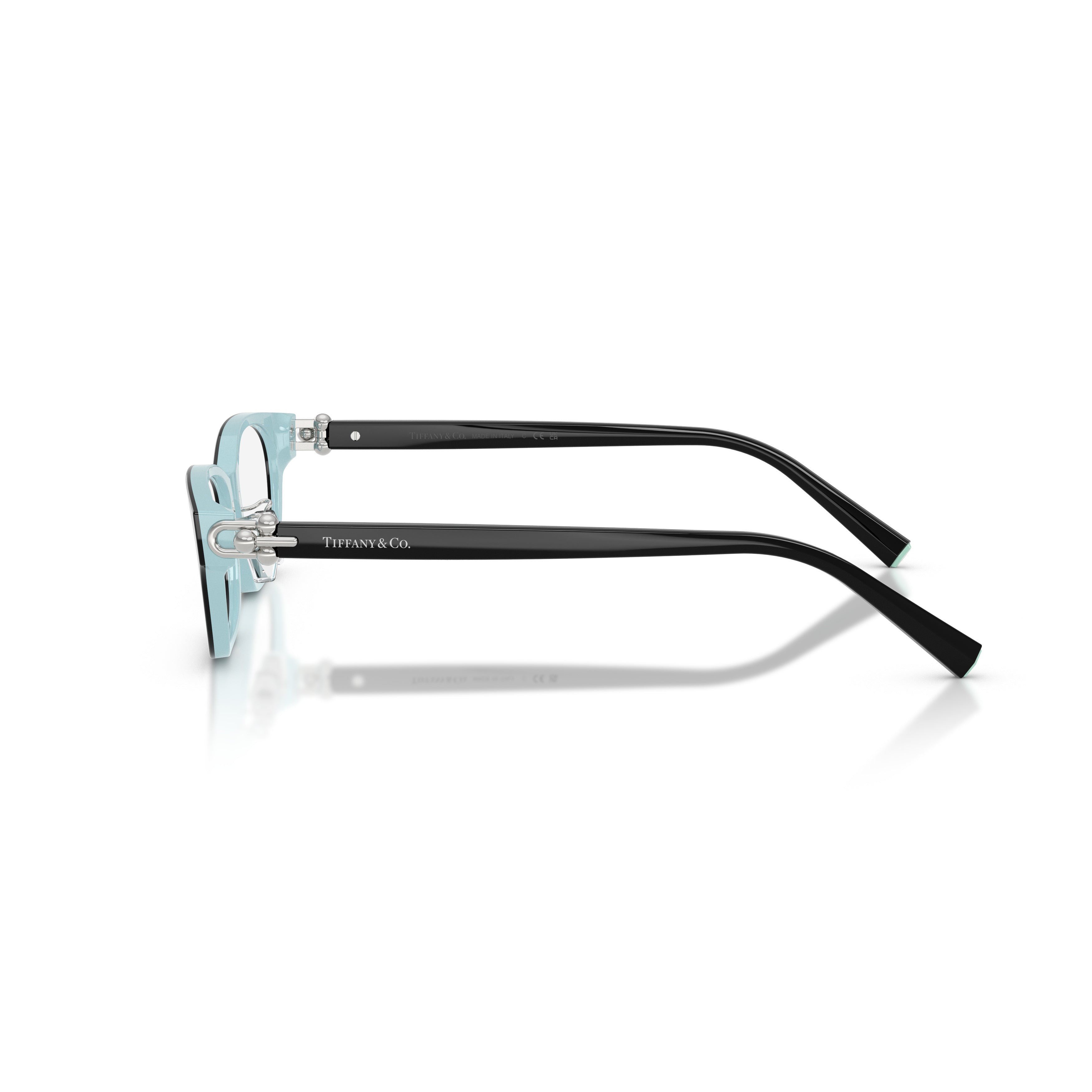 Rectangular Eyeglasses with Light Blue Detailing