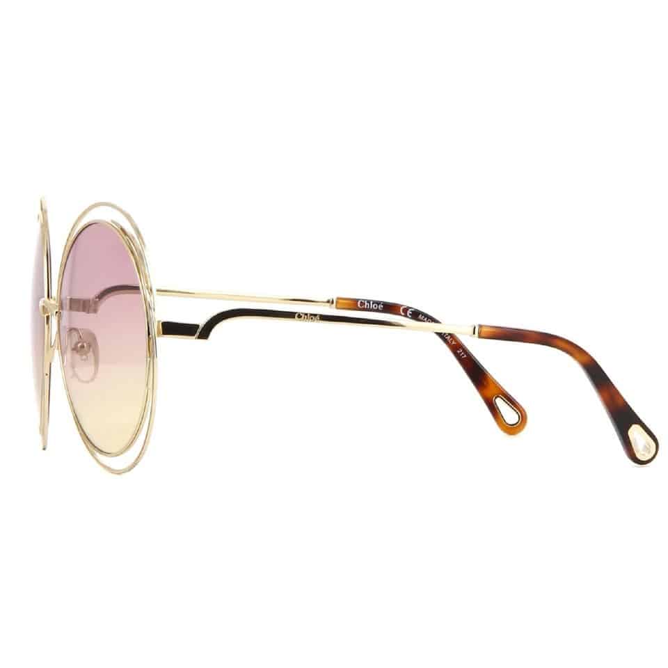 Gradient Tint Round Sunglasses With Tortoiseshell Temple Tips