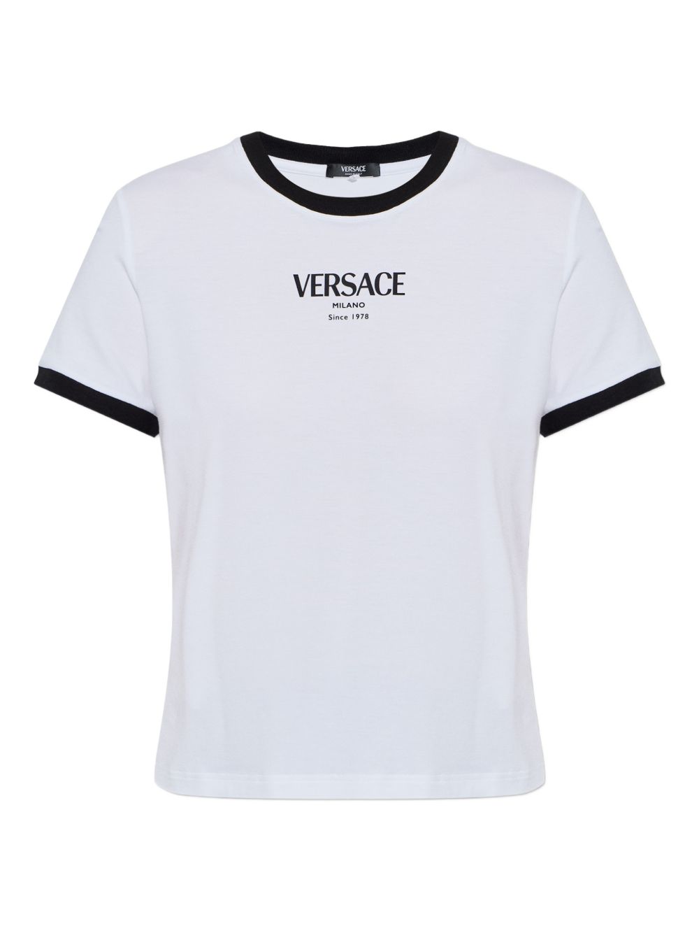 Cropped Silk and Nylon Top with Bold Logo