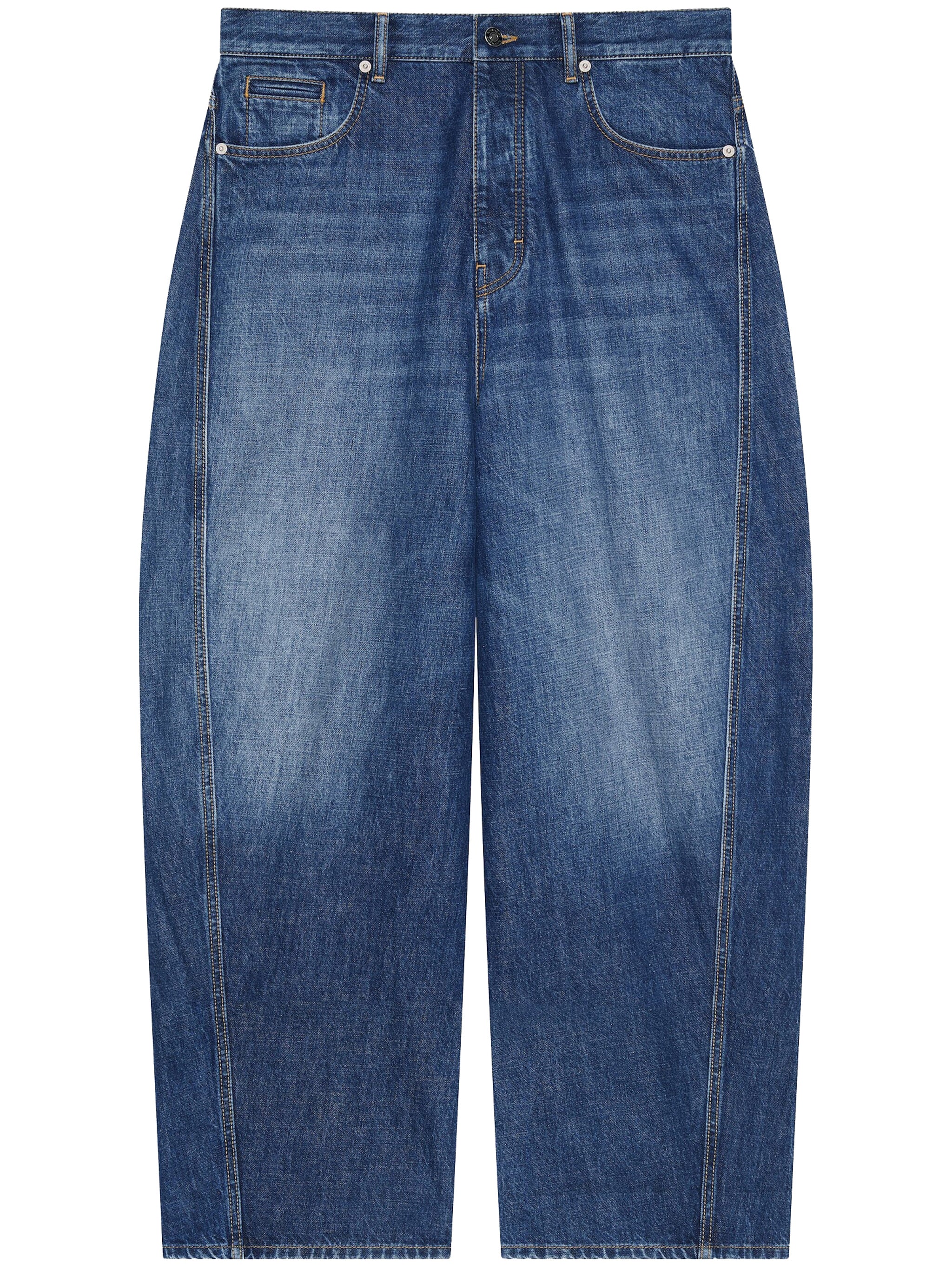 Relaxed Wide-Leg Blue Twisted Seam Jeans
