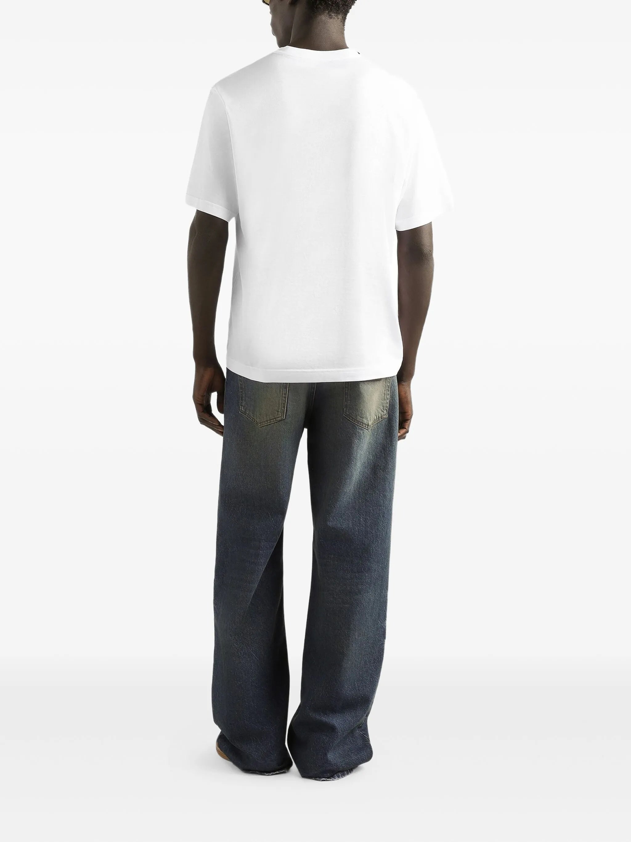 White Relaxed-Fit Cotton Logo Patch T-Shirt