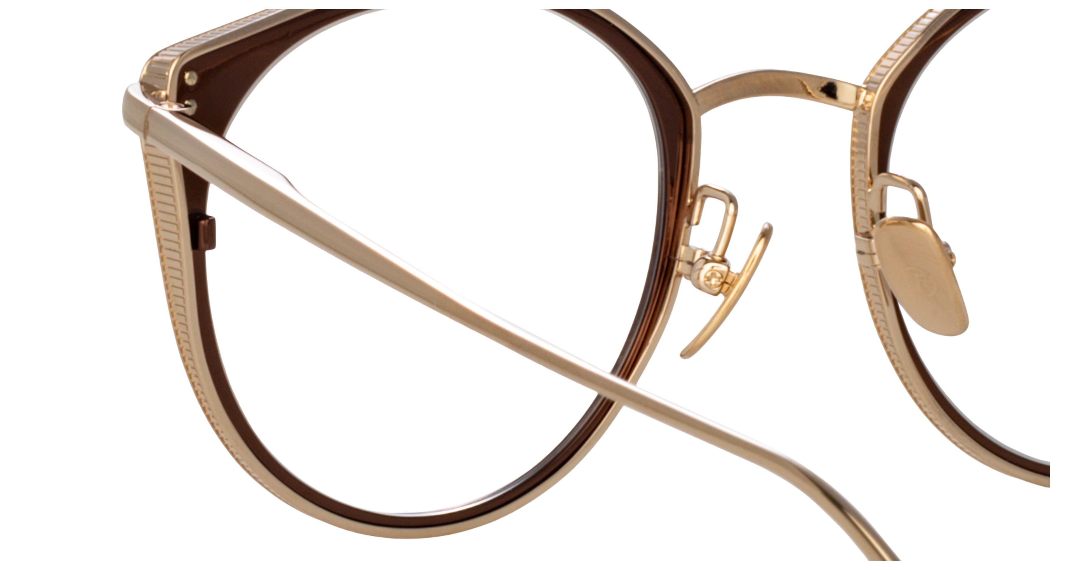 Lfl Rounded Titanium Eyeglasses with Cat-Eye Accents