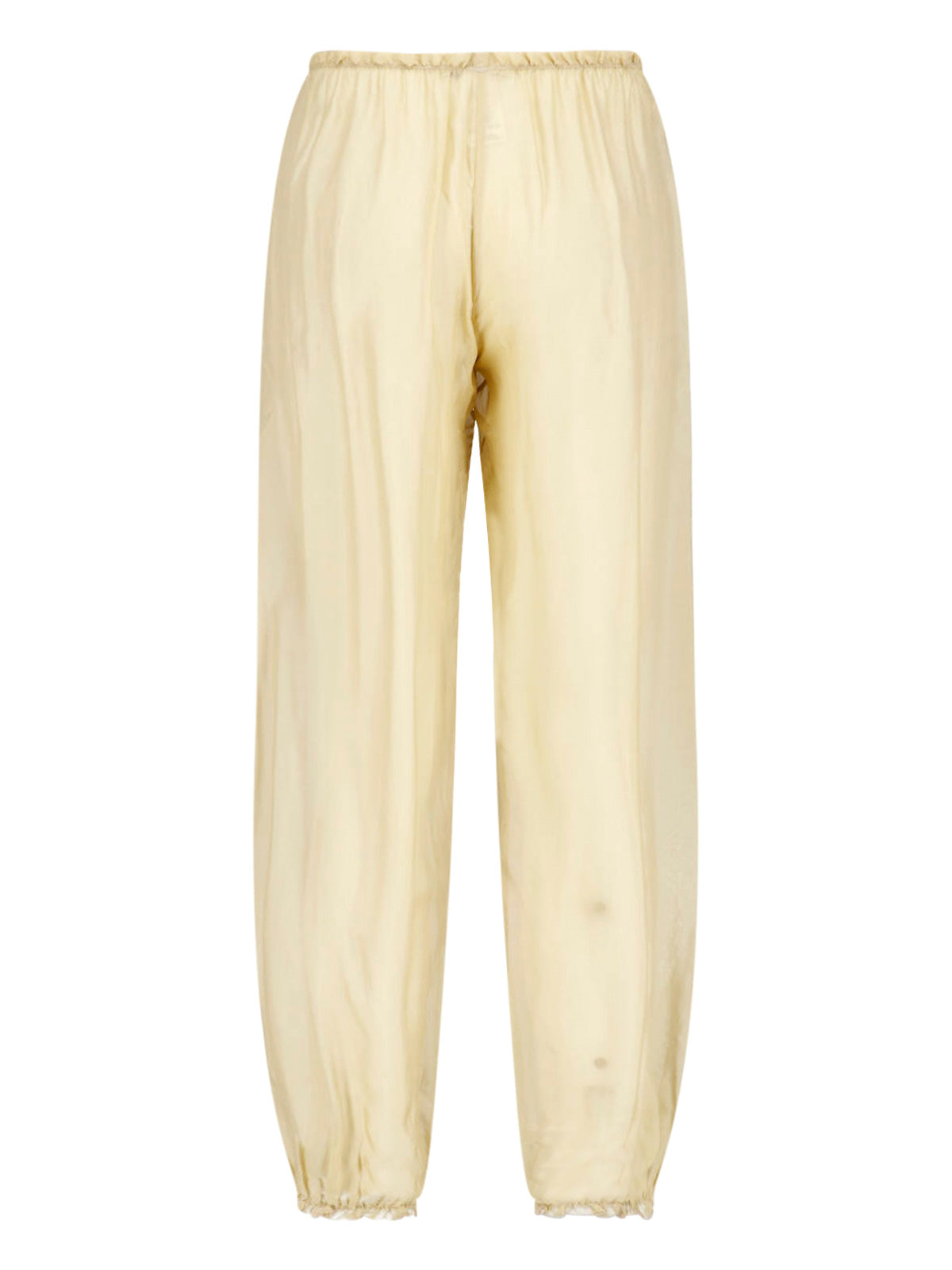 Beige Weza Semi-Transparent Silk Trousers
