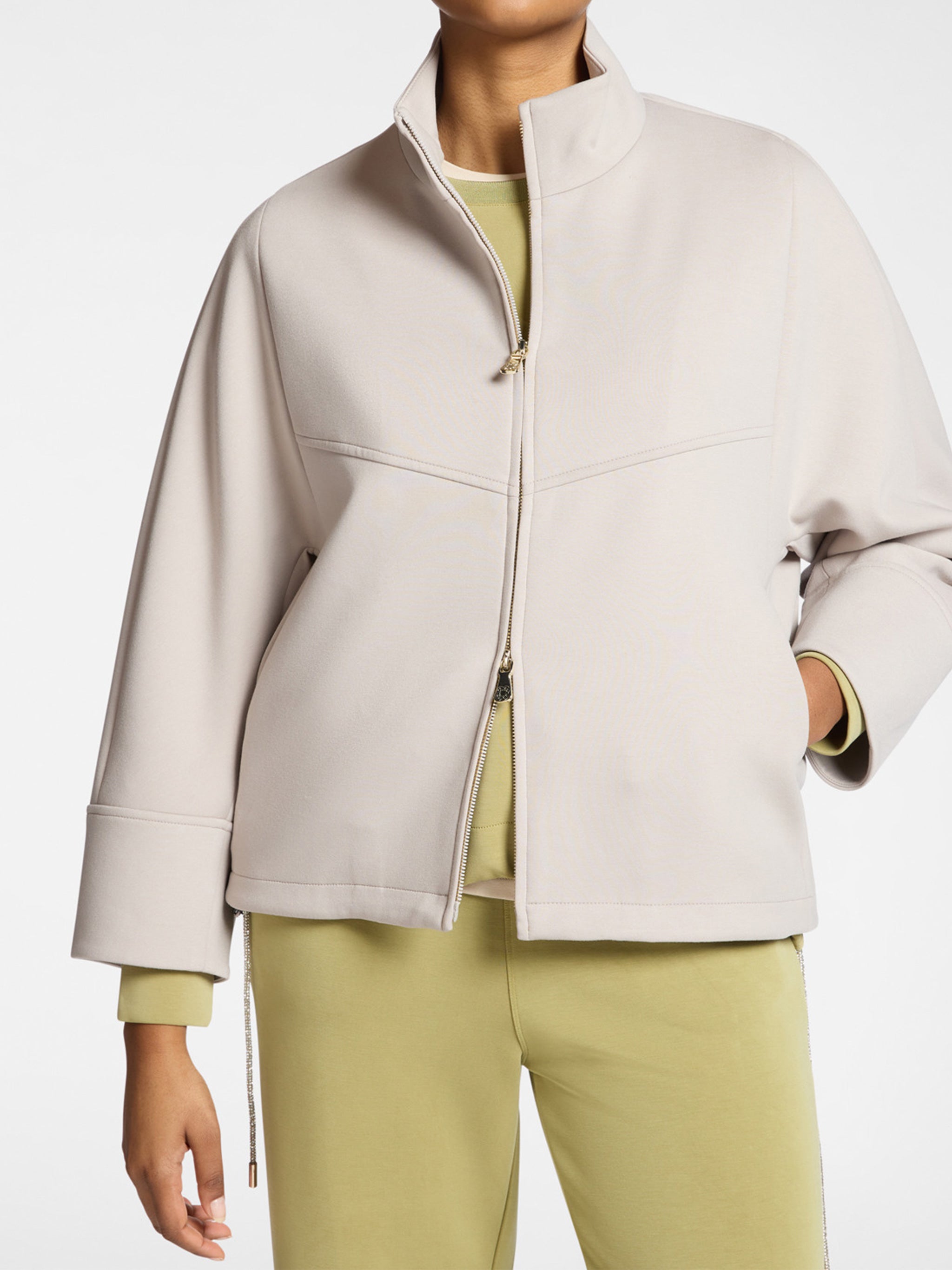 Caban Boxy High Collar Zip Jacket