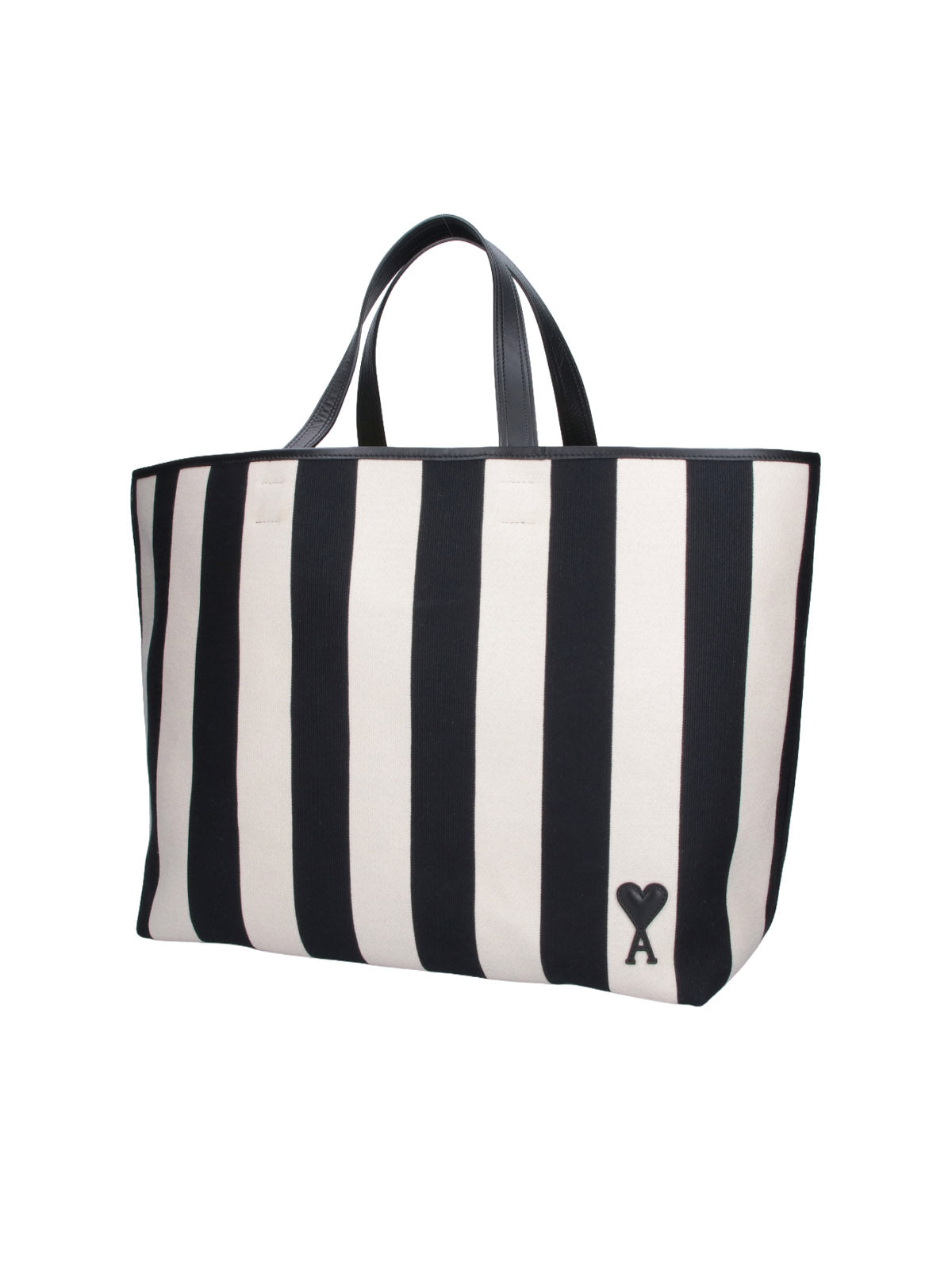 Multicolor Striped Cotton Leather Handle Tote
