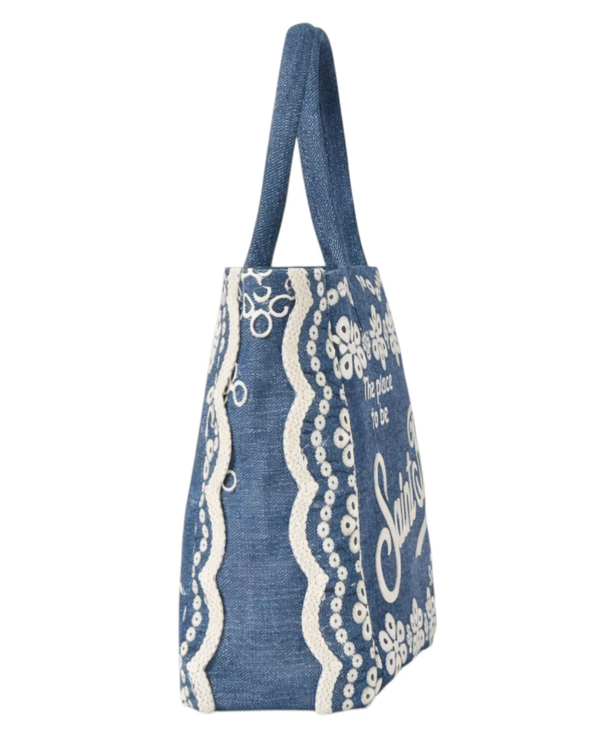 Structured Tote Bag with Floral Embroidery