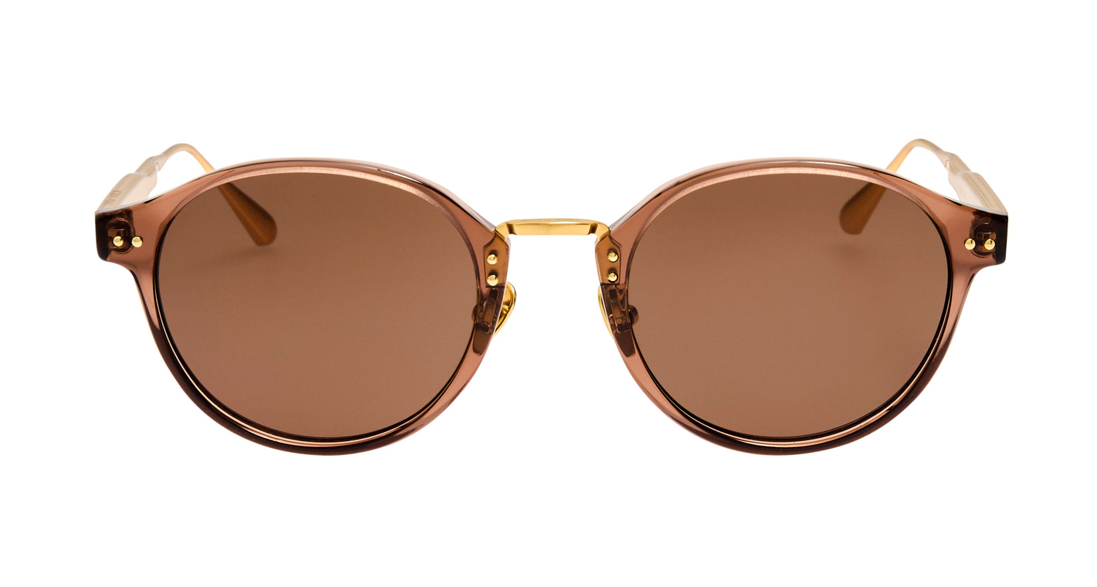 Lfl Translucent Brown Frame Sunglasses with Textured Gold-Toned Temples