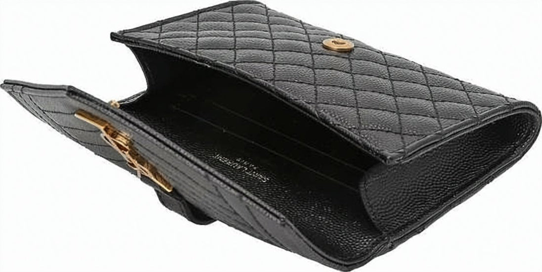 Textured Cowhide Leather Compact Wallet with Gold-Tone Logo