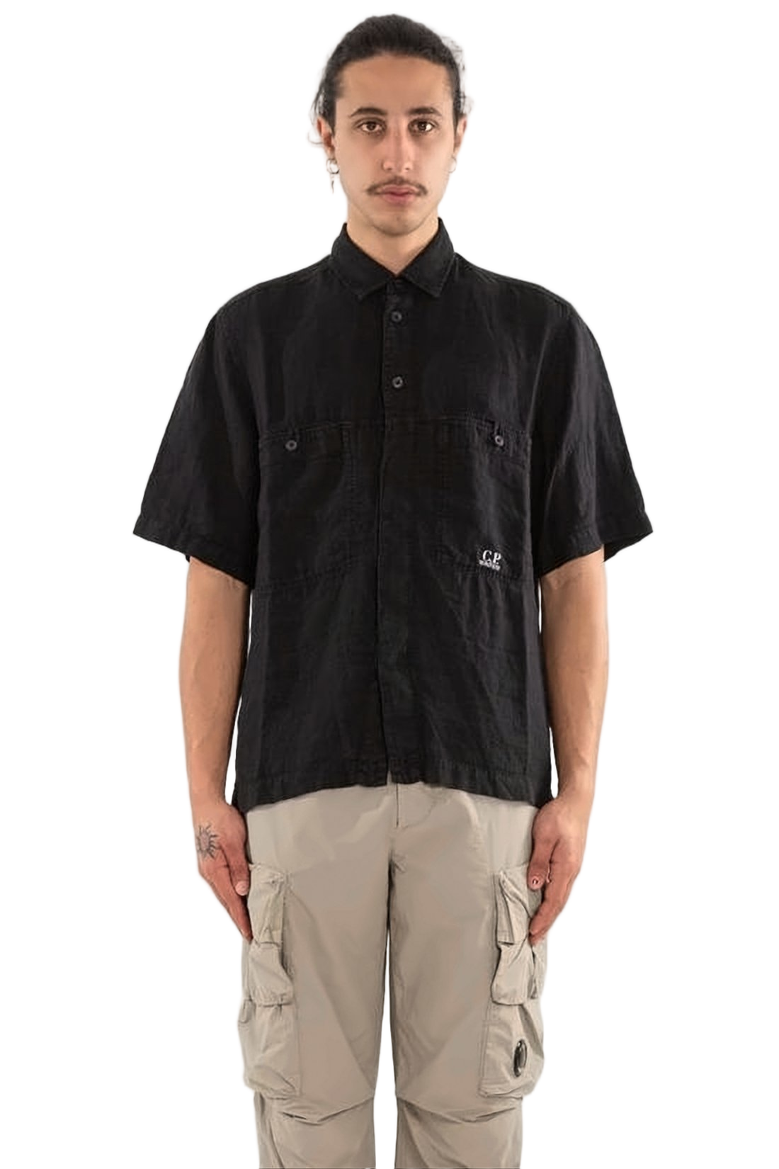 Short-Sleeve Linen Shirt with Classic Collar