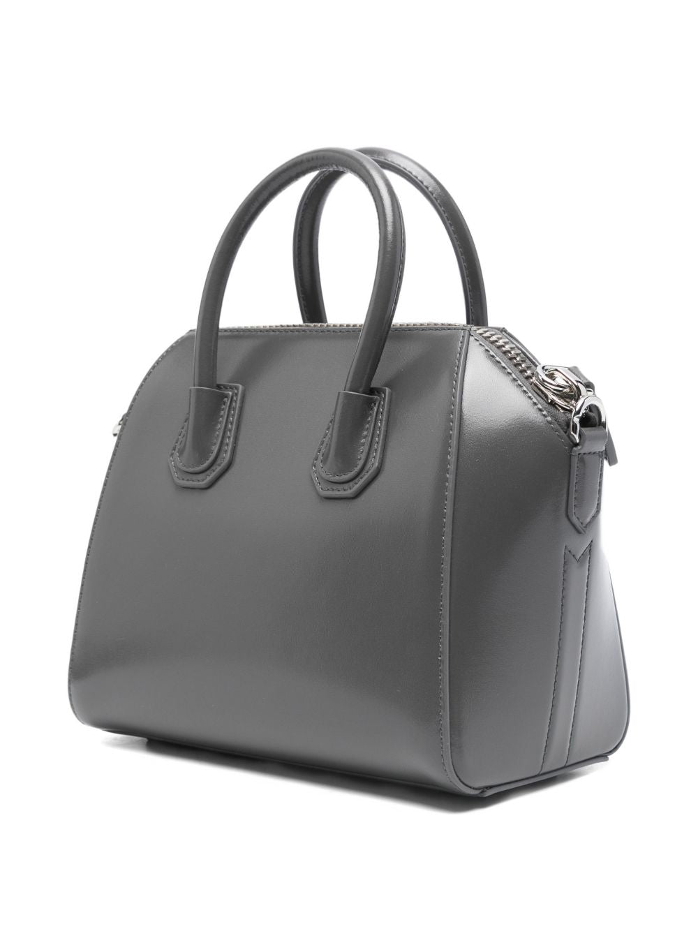 Structured Grey Handbag in Silk and Nylon