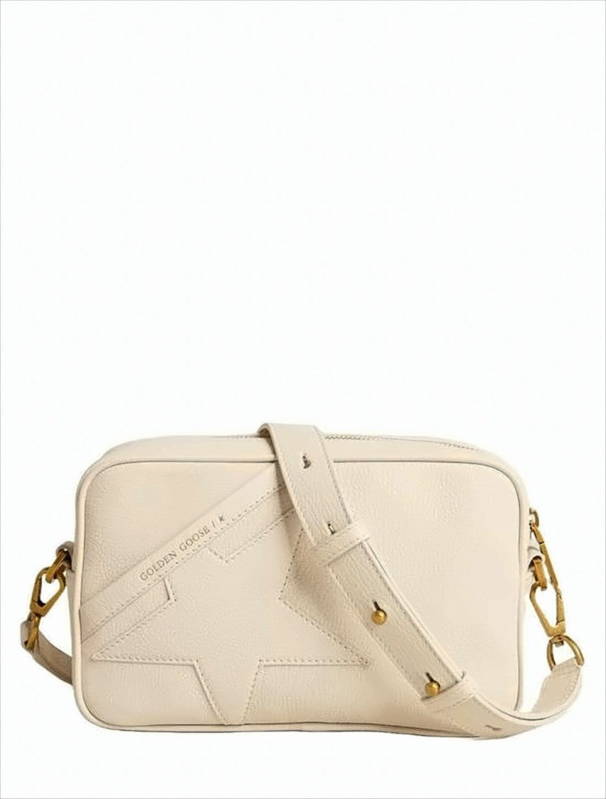 Textured Goatskin Leather Crossbody Bag with Embossed Star Design