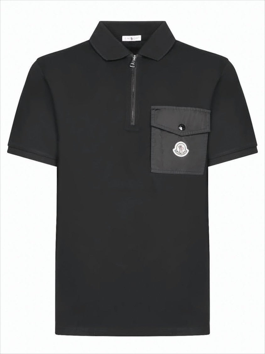 Short-Sleeved Polo Shirt with Zippered Placket