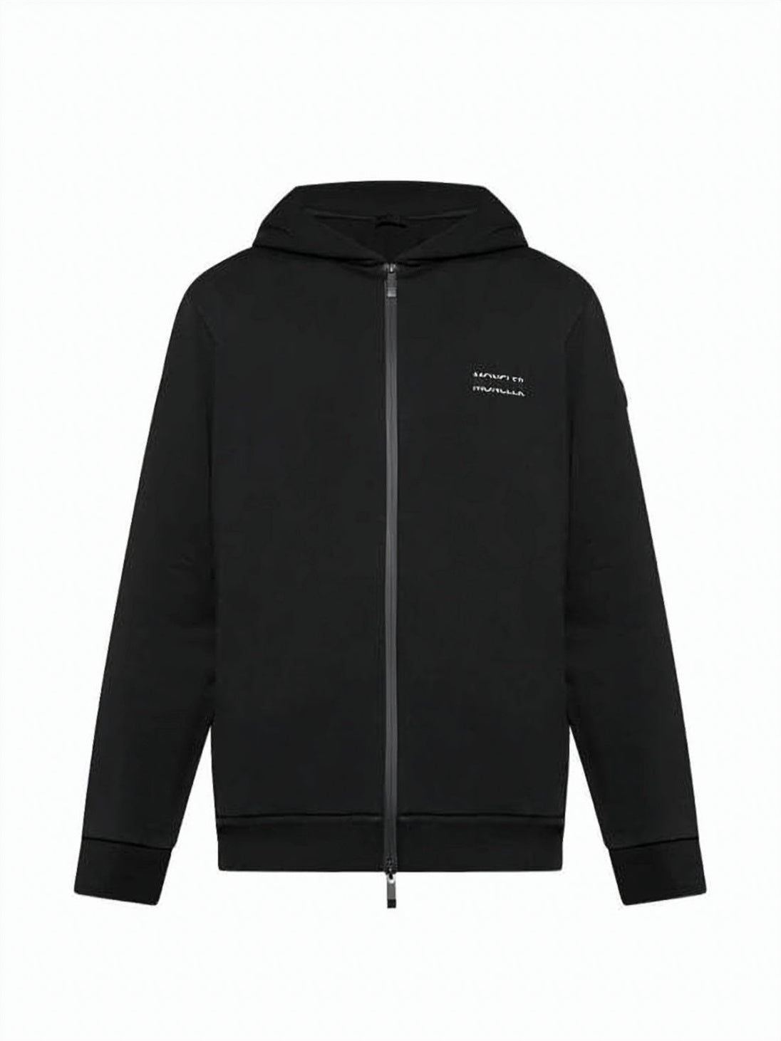 Minimalist Black Zip-Up Hoodie with Ribbed Details