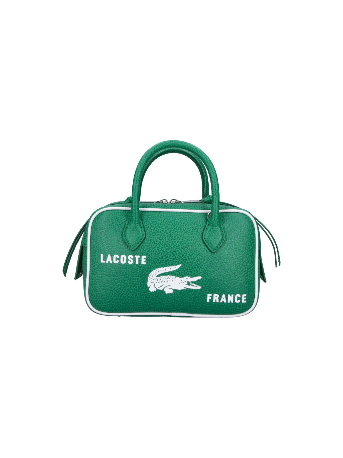 Green Textured Leather Rectangular Shoulder Bag