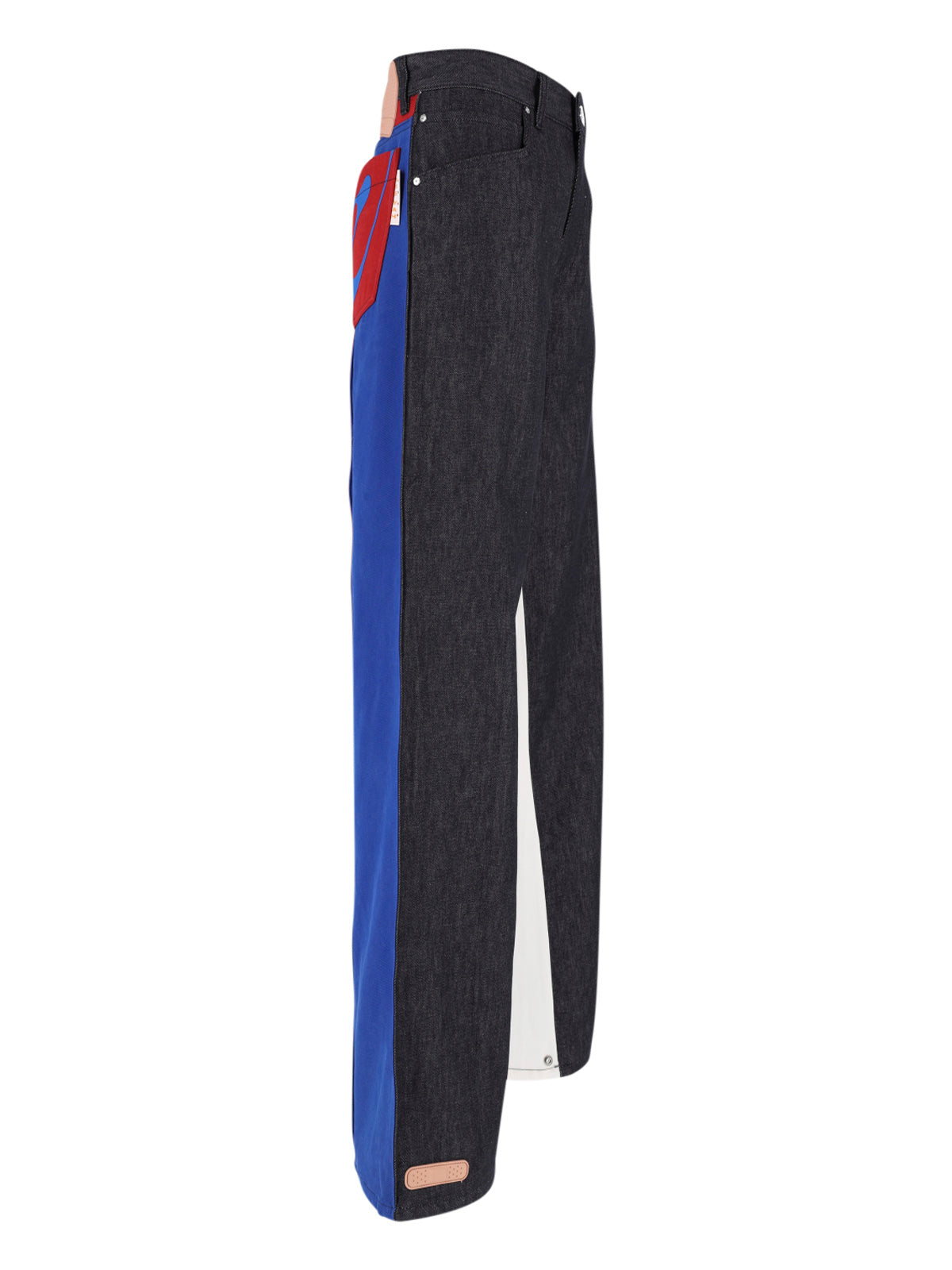 Black Color-block Wide-Leg Denim Jeans