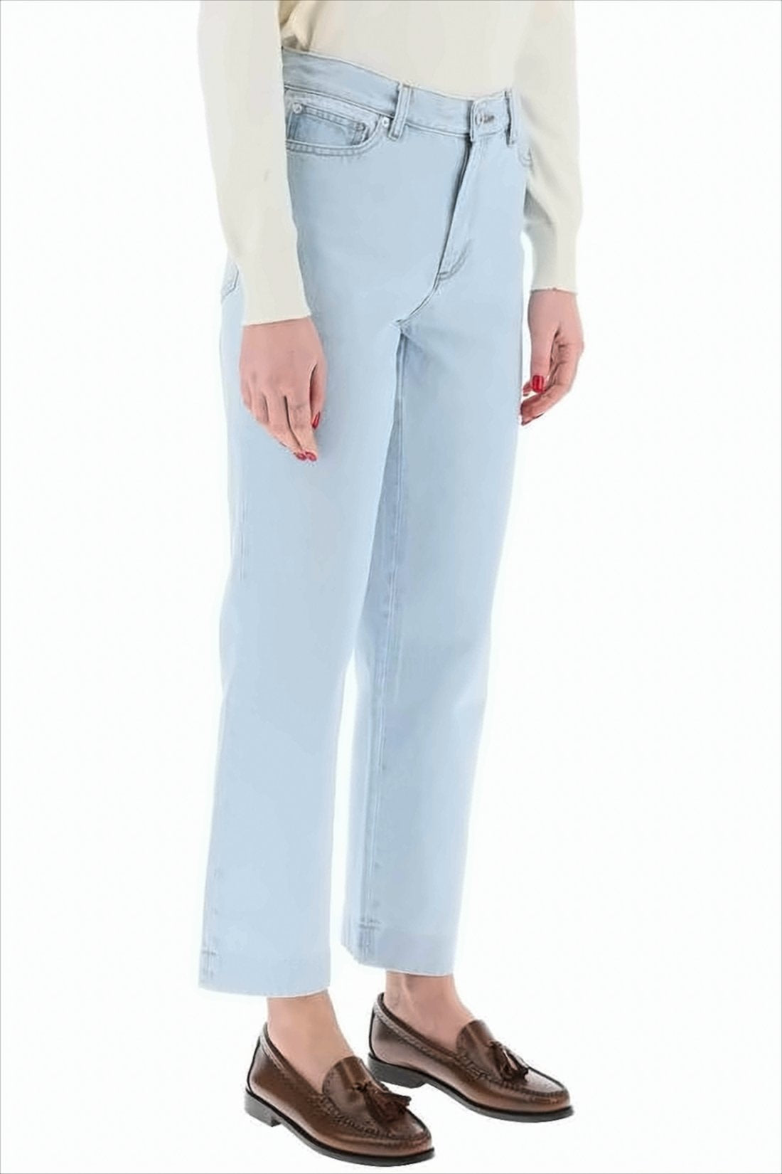 Light-Wash Cropped Denim Pants