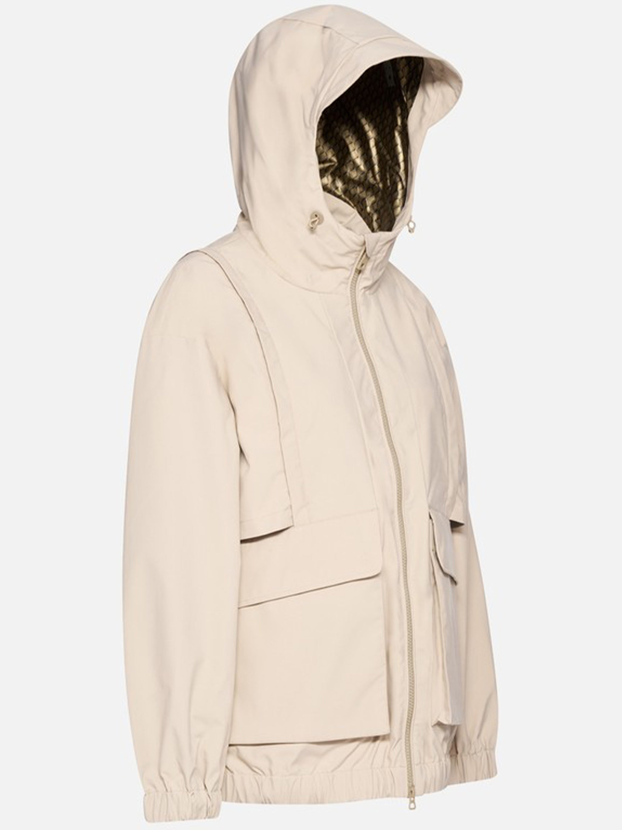 Iridea Hooded Light Beige Flap Jacket