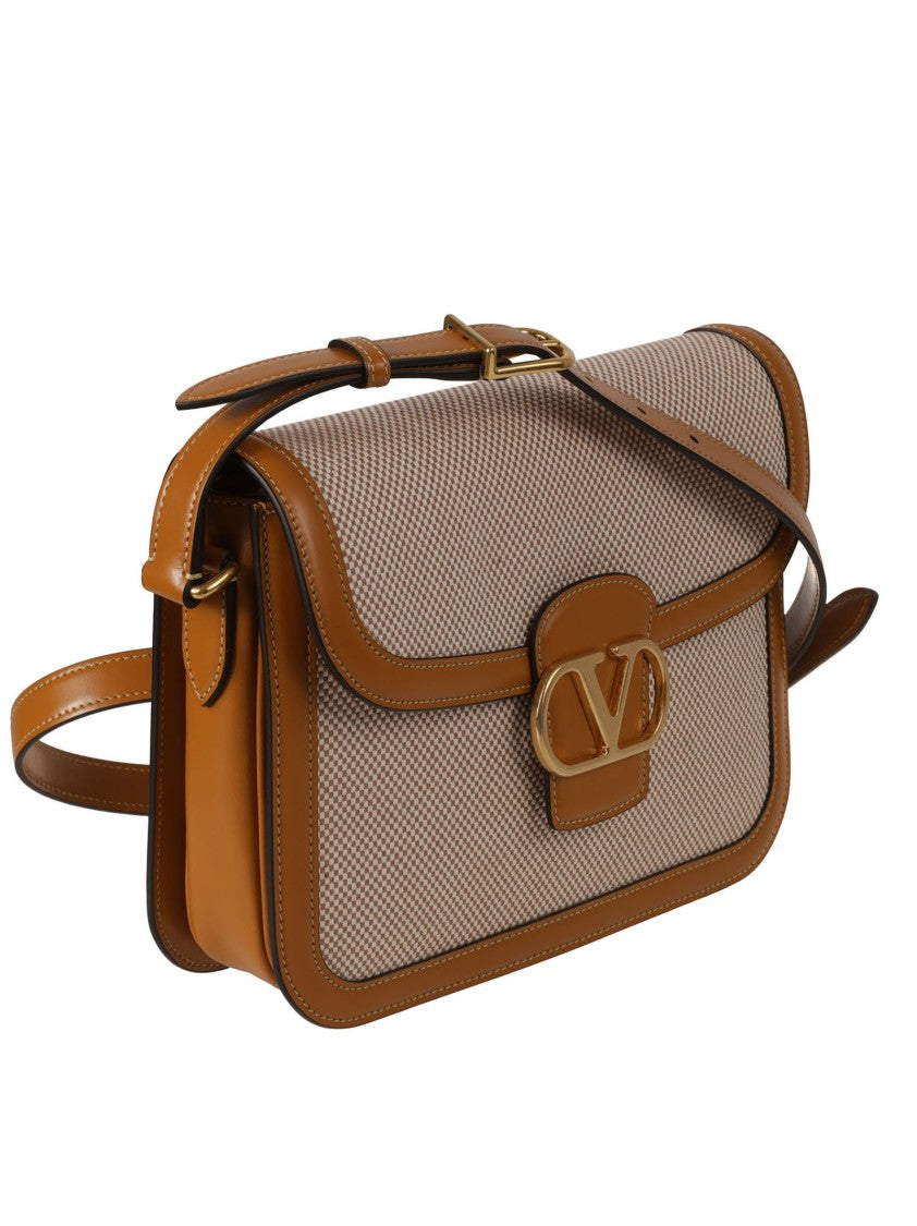 Structured Beige Calfskin Shoulder Bag
