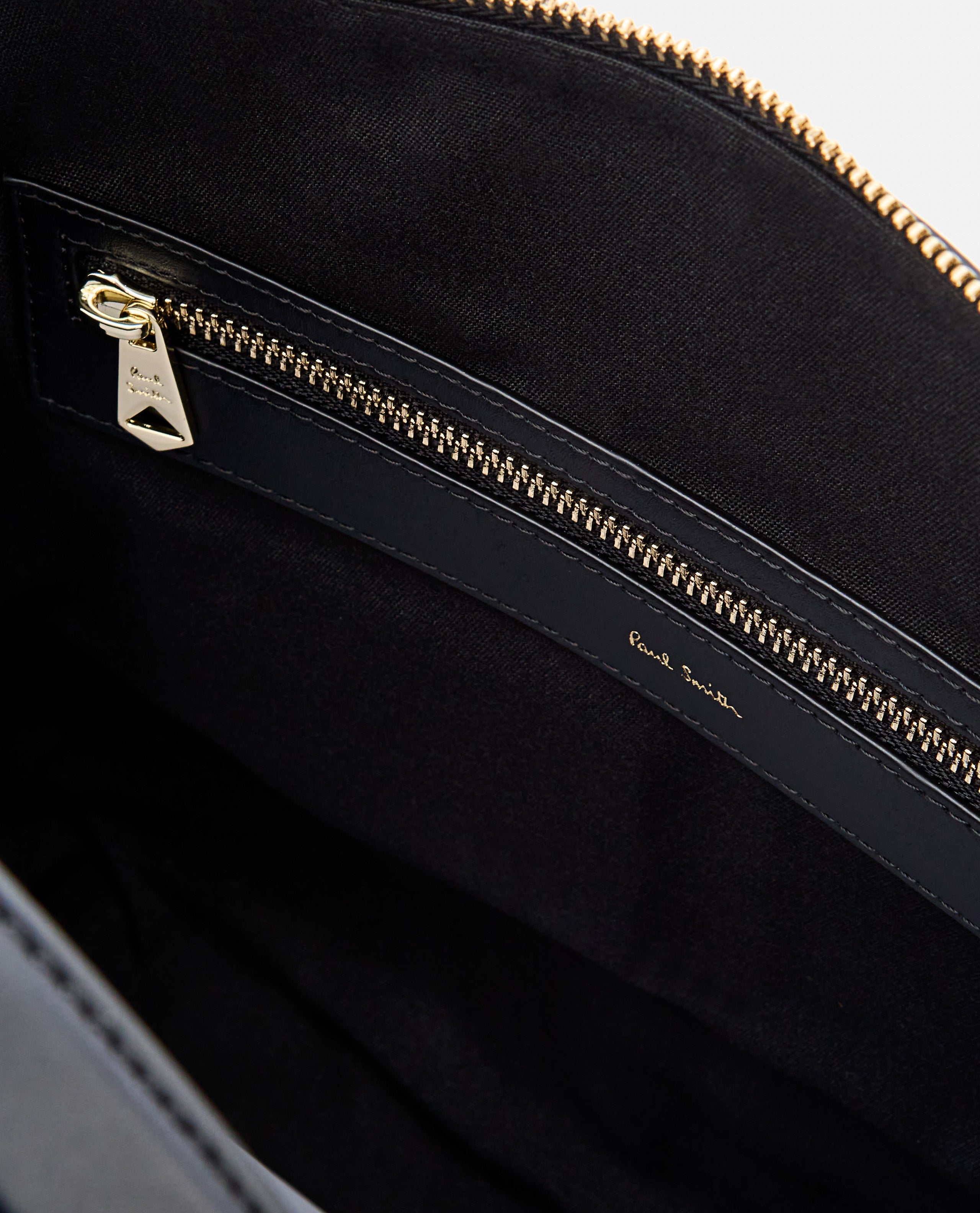 Black Leather 'Signature Stripe' Trim Folio
