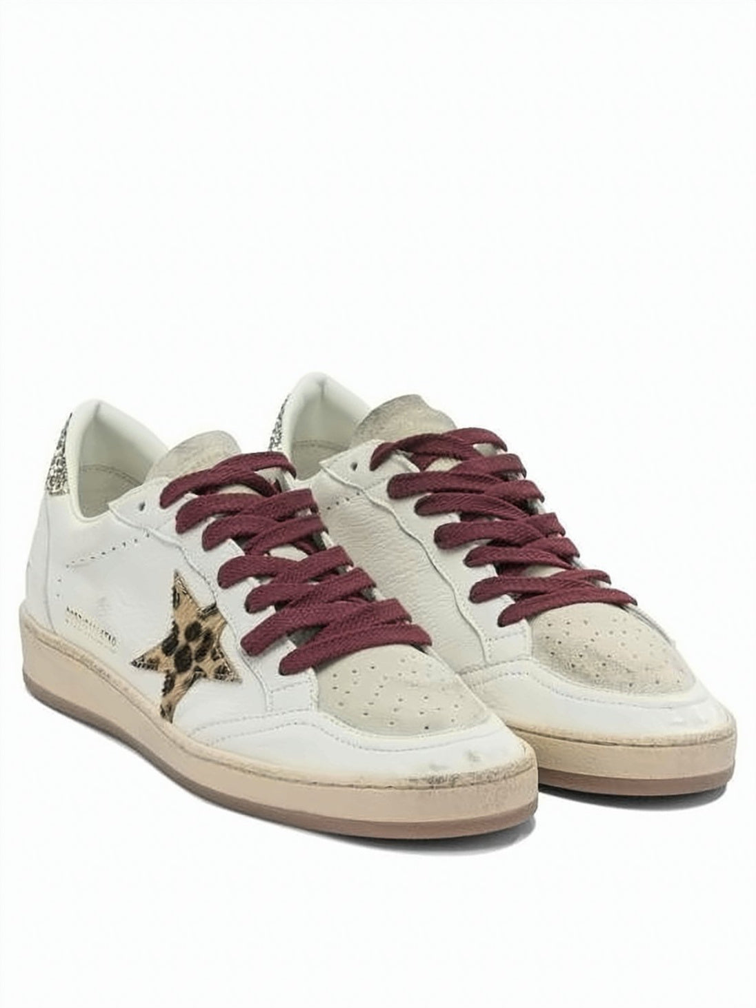 Distressed White Leather Low-Top Sneakers
