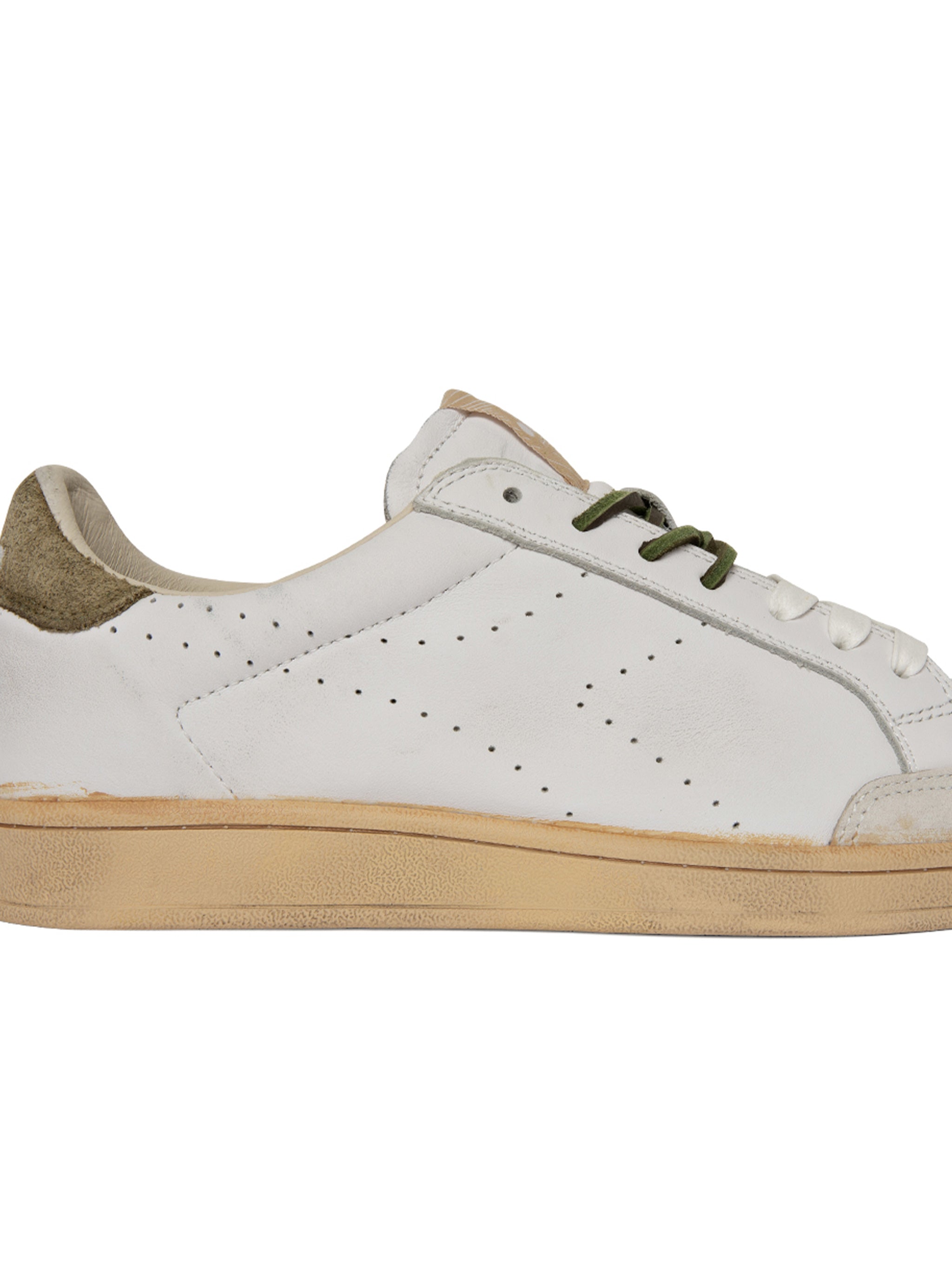 Prestige Plain White Olive Accent Sneakers