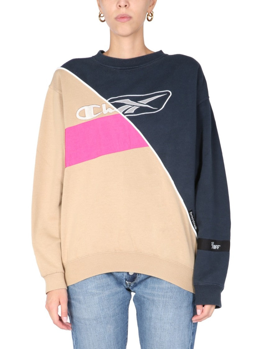 Crew Neck Sweatshirt With Color-Block Design