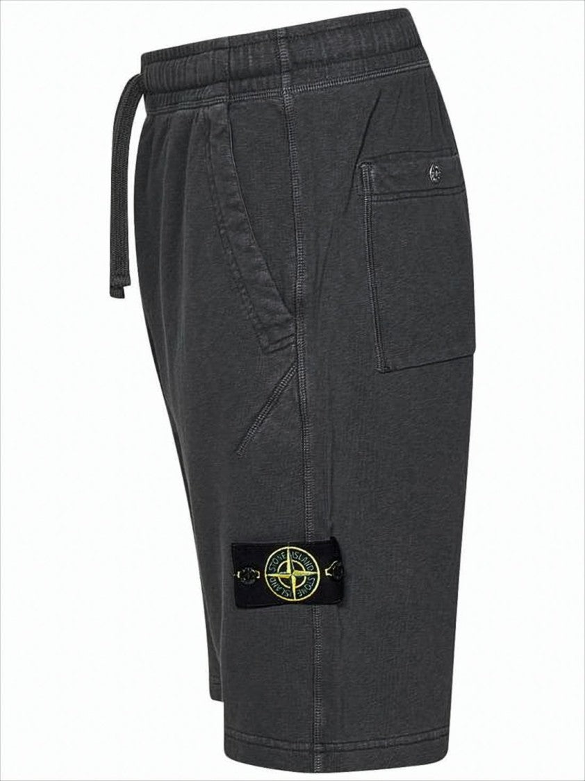 Relaxed Fit Cotton Shorts with Elastic Waistband and Compass Patch