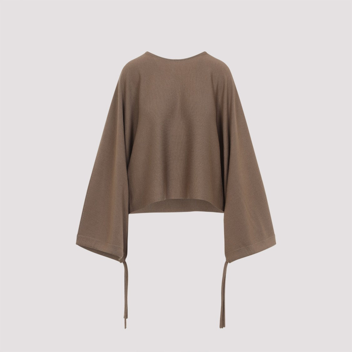 Relaxed Fit Brown Virgin Wool Sweater