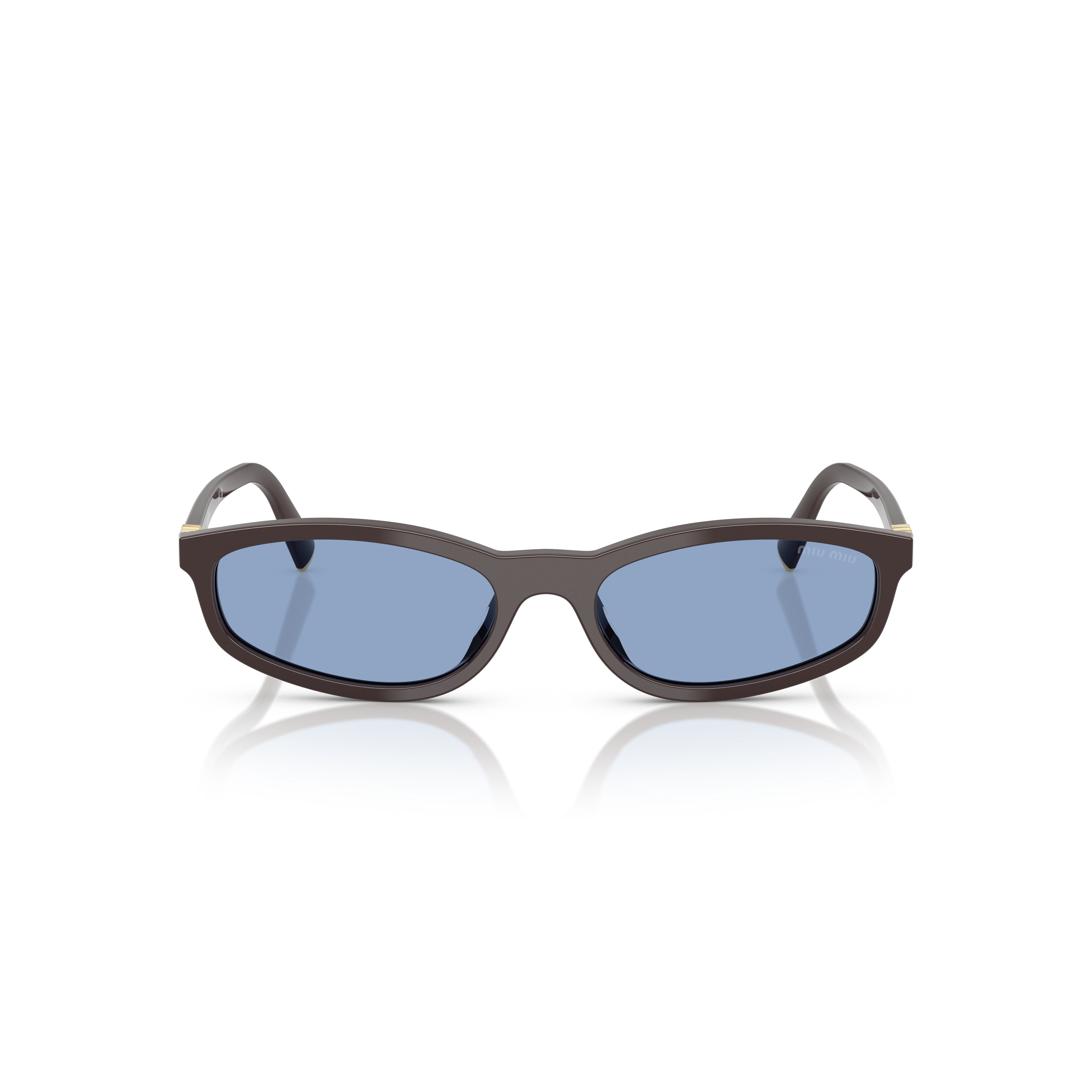 0Mu A06S Rectangular Acetate Sunglasses with Gold Accents