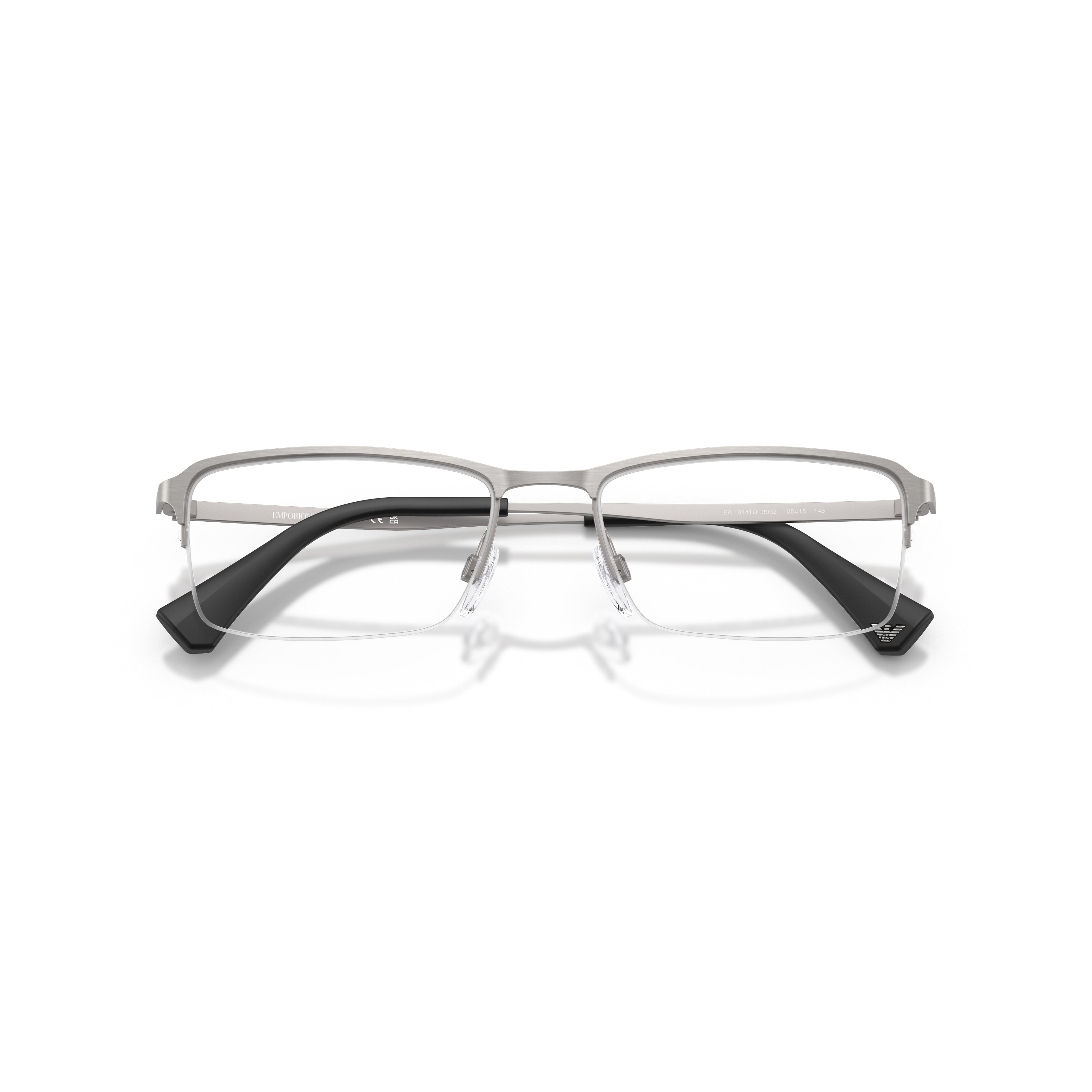0ea1044td Rectangular Half-Rim Eyeglasses in Matte Silver Titanium