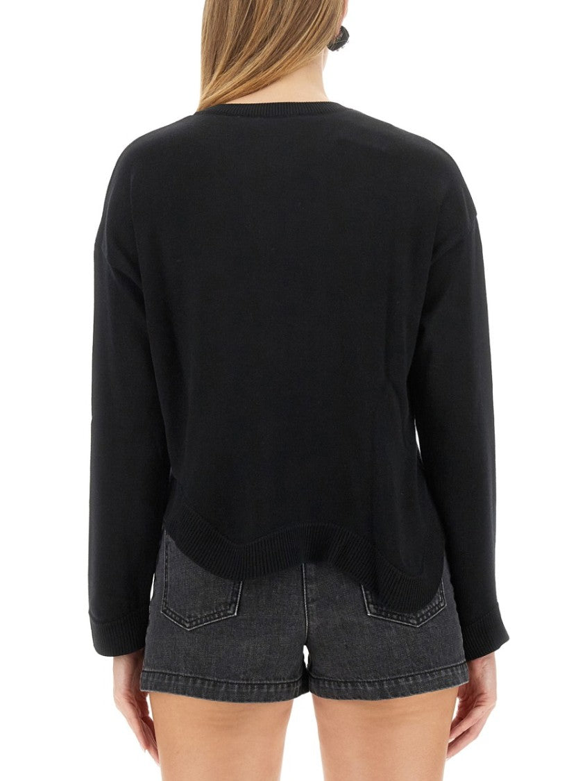 Cropped Black Wool Jersey Sweater