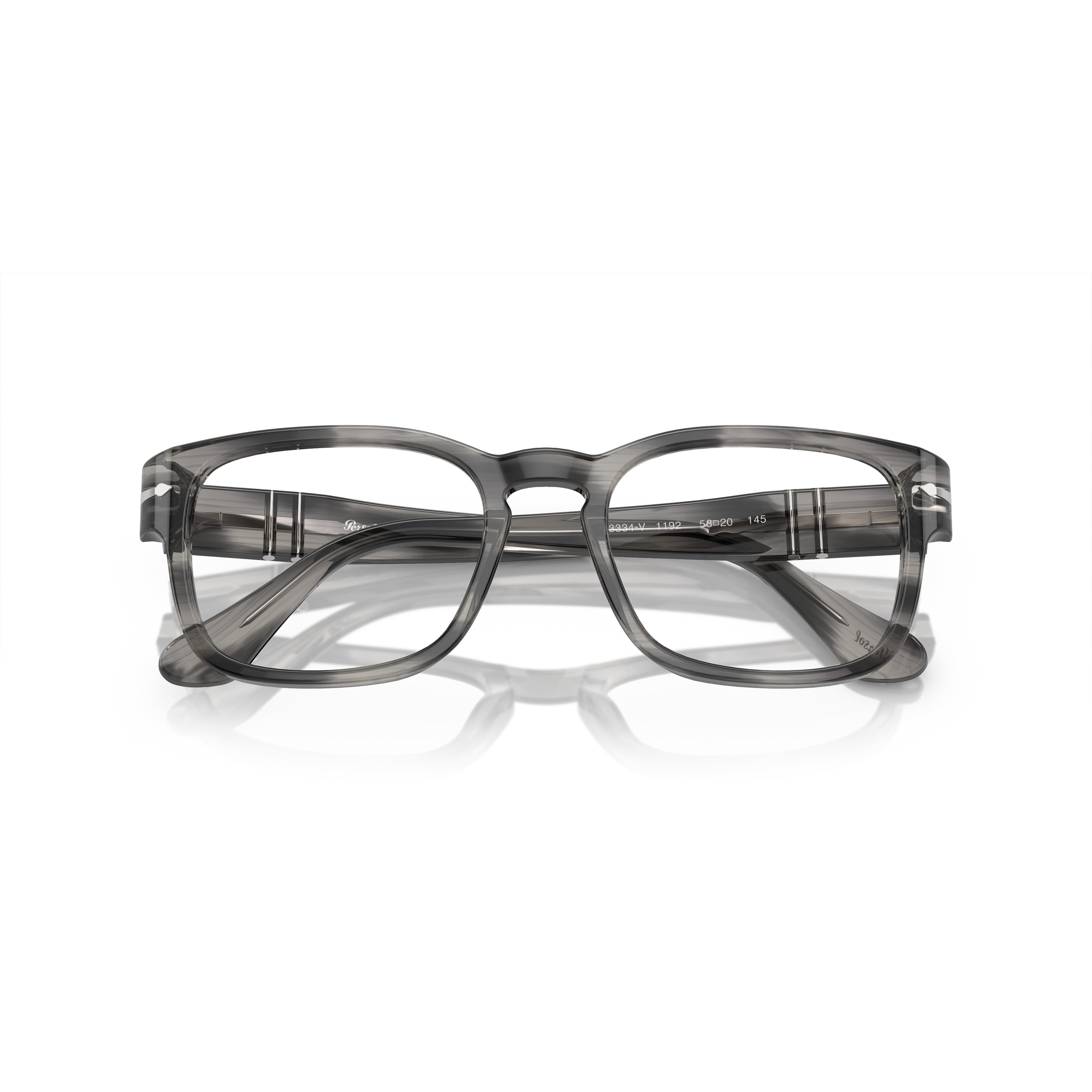 0po3334v Translucent Acetate Rectangular Eyeglasses with Metallic Details