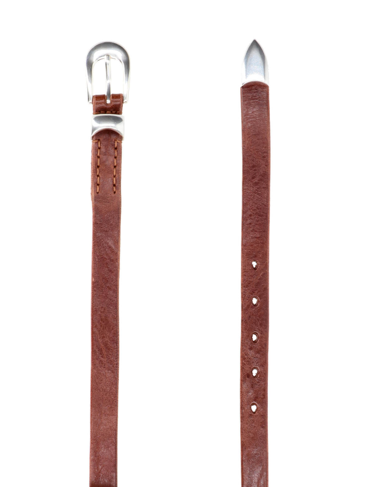 Brown Slim Leather Adjustable Belt